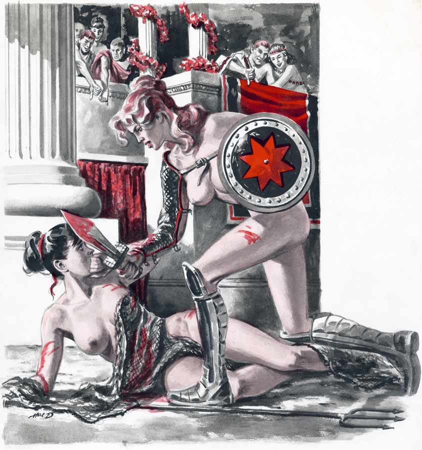 Rome s Naked Girl Gladiators story illustration by Howell Dodd