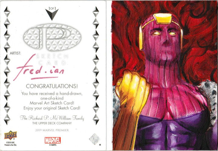 MARVEL PREMIER 2019 DUAL PANEL SKETCH CARD 2 (back)- BARON ZEMO 