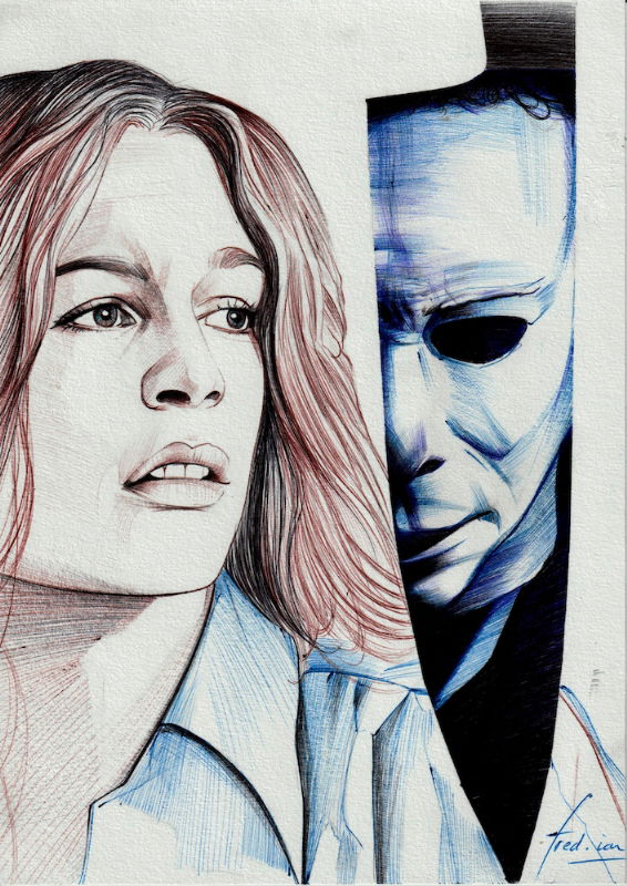 SKETCH LAURIE STRODE(HALLOWEEN) JAMIE LEE CURTIS, in fred ian's