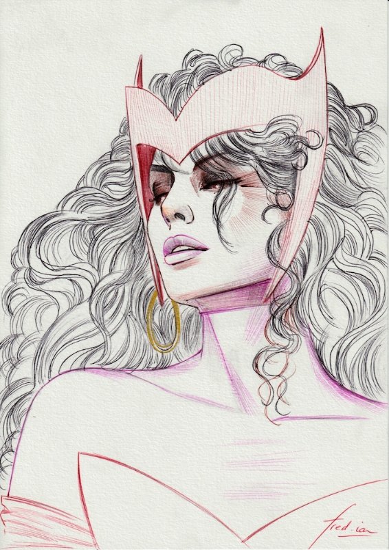 QUICKSILVER AND SCARLET WITCH RETRO PORTRAIT, in fred ian's HEROIC Comic  Art Gallery Room