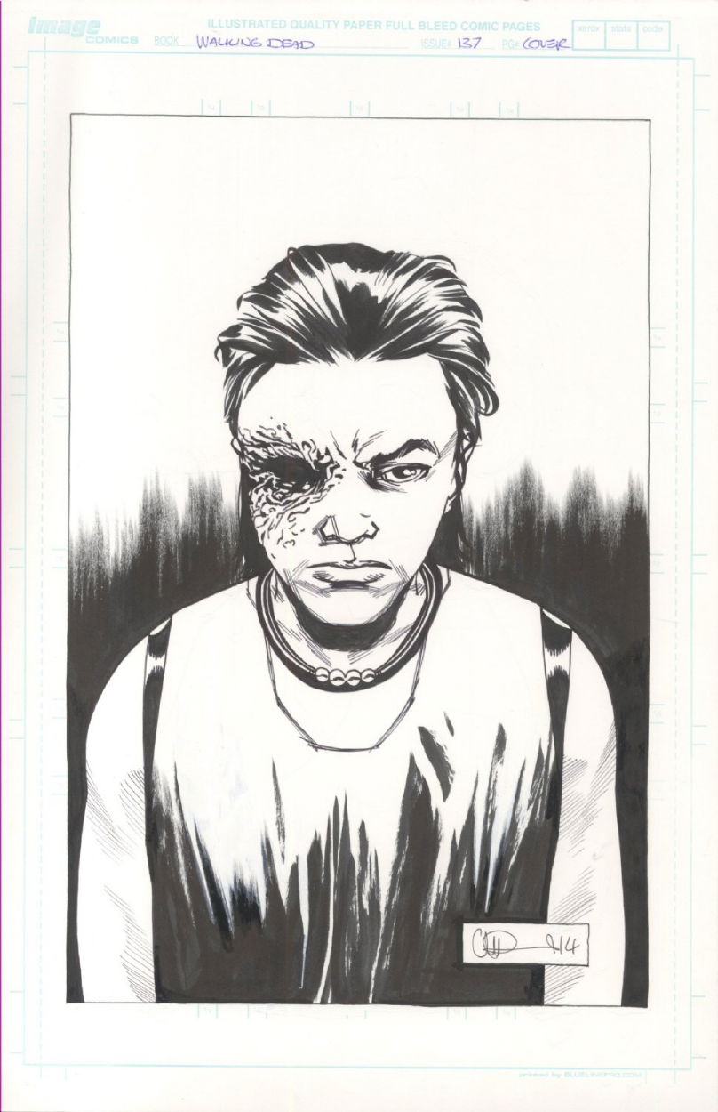 Walking Dead 137 Original Cover By Charlie Adlard In The Nowell Brotherss Walking Dead Comic 