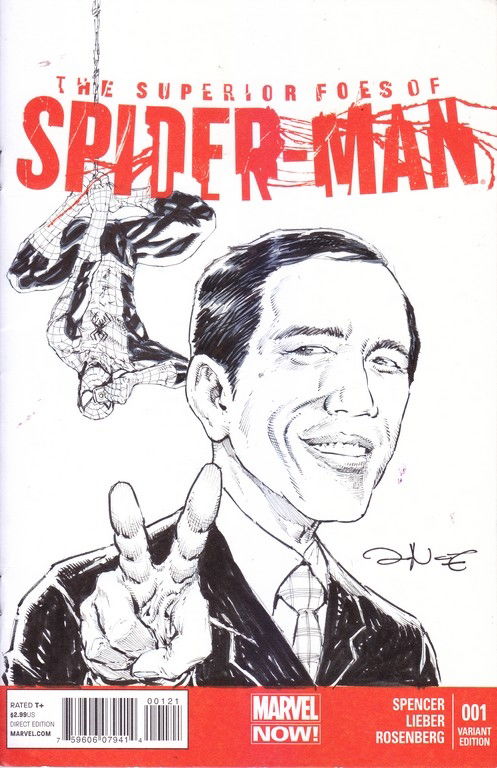 President Joko Widodo (Jokowi), Indonesian President, with Spider-man on  blank cover, after Obama-Spiderman comic cover, by Iwan Nazif, in Dicky A.  Aditomo's Dicky's Gallery Room Comic Art Gallery Room