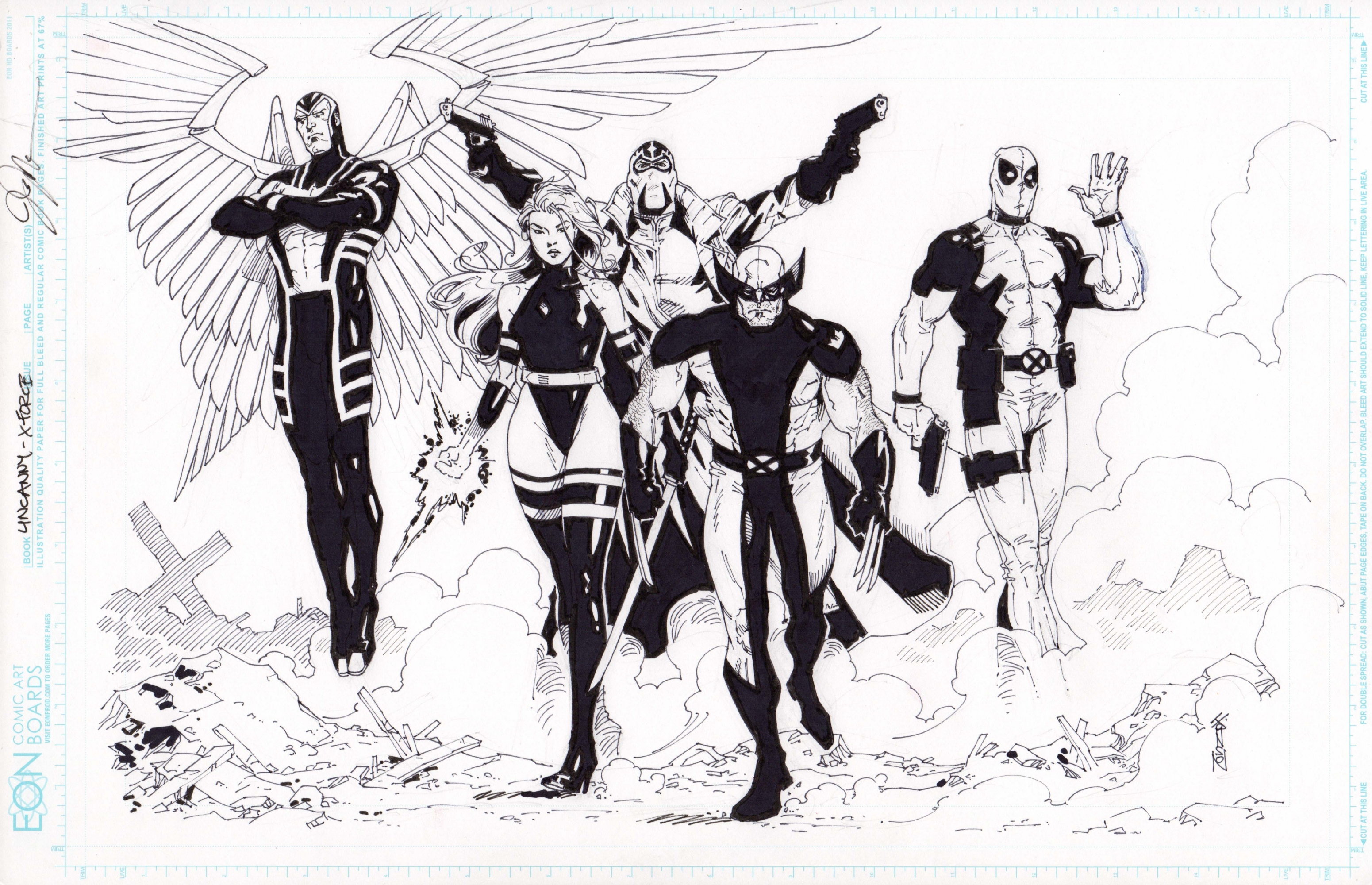 Jason Johnson Uncanny X Force Commission Psylocke Wolverine Deadpool Archangel Fantomex In Tatiana Tdart Dykes S Theme X Men Comic Art Gallery Room