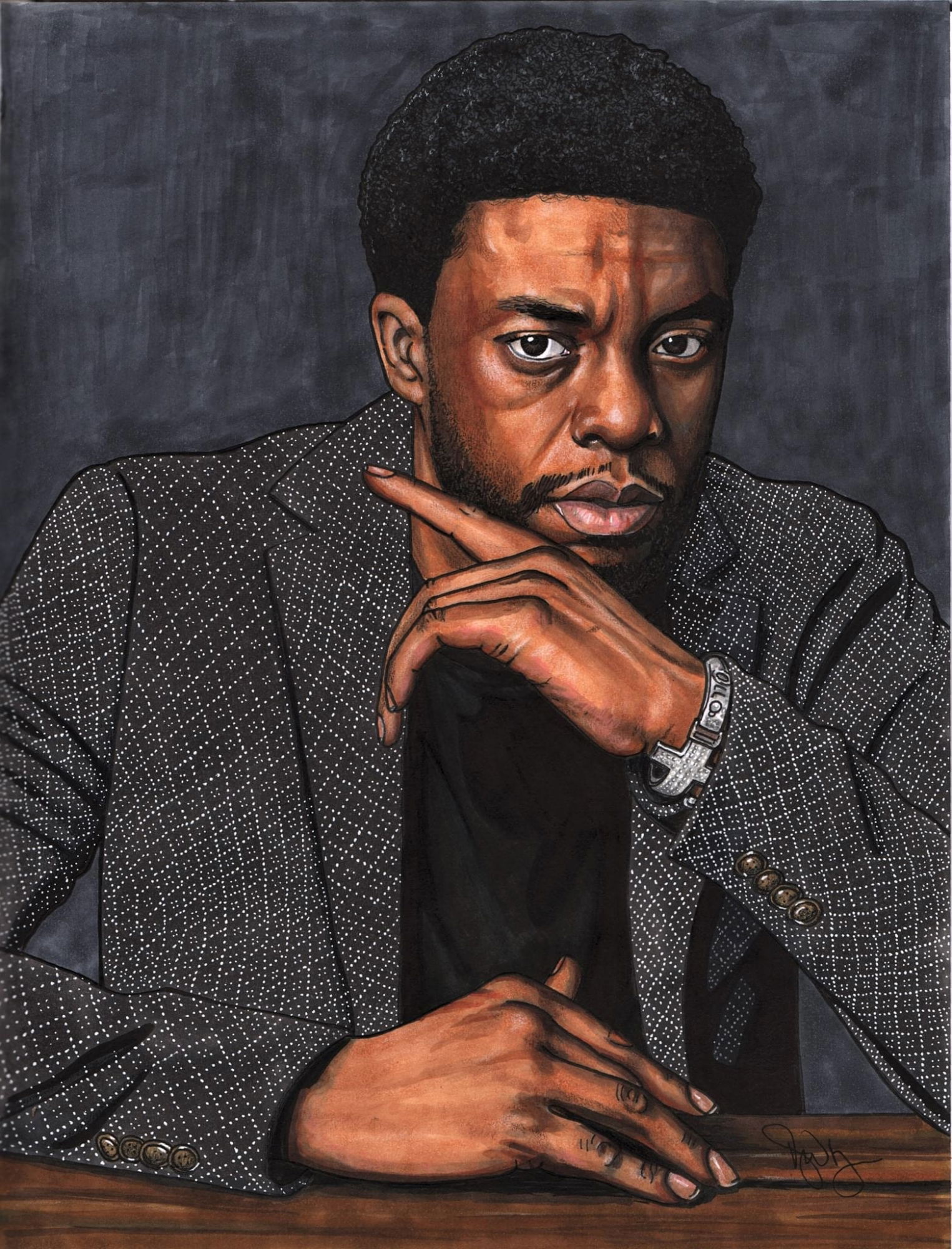 Chadwick Boseman, In Ronald Shepherd's Commission Art Work Collection 