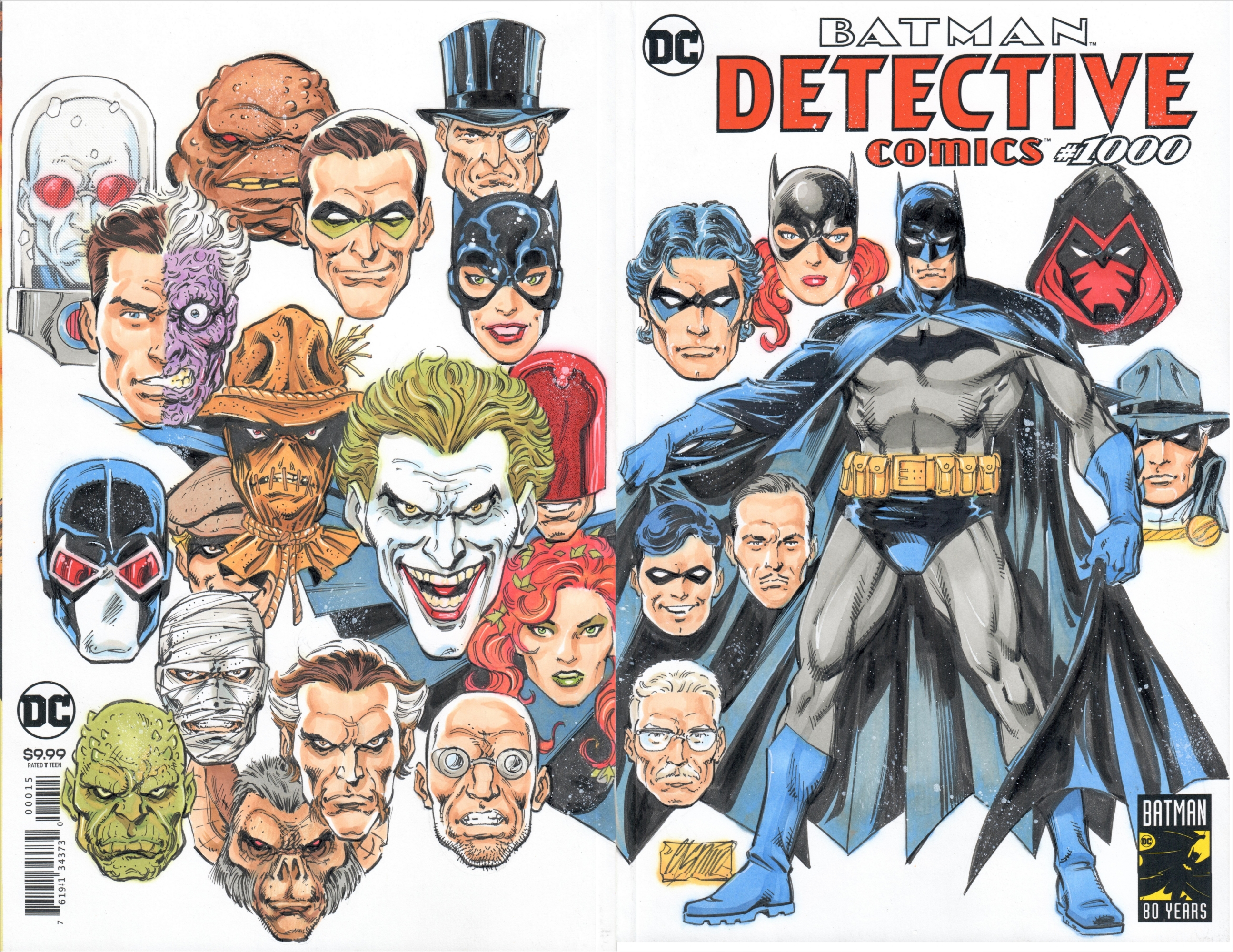Batman 1000 - Heroes and Villains, in Ronald Shepherd's DC Sketch Covers  Comic Art Gallery Room