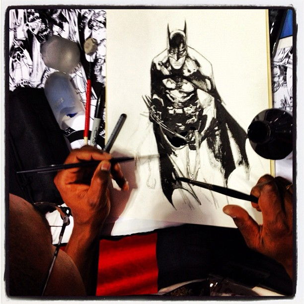 Batman work-in-progress by Olivier Coipel, in Eddy Choi's New York Comic  Con 2012 - Photos Comic Art Gallery Room