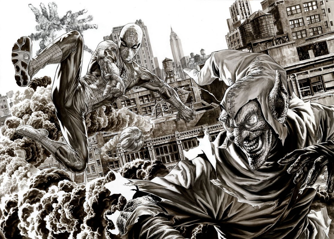 Lee Bermejo ~ Spider-Man vs Green Goblin, in Dermot D's Lee Bermejo Comic  Art Gallery Room