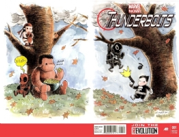 Pooh Style Red-Hulk, Elektra, Deadpool, Venom and Punisher Comic Art