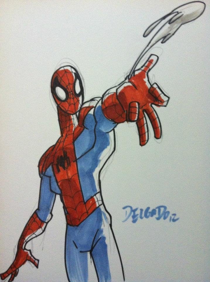 Spiderman sketch by Edgar Delgado, in Diego Mendoza's Sketch convention  Comic Art Gallery Room
