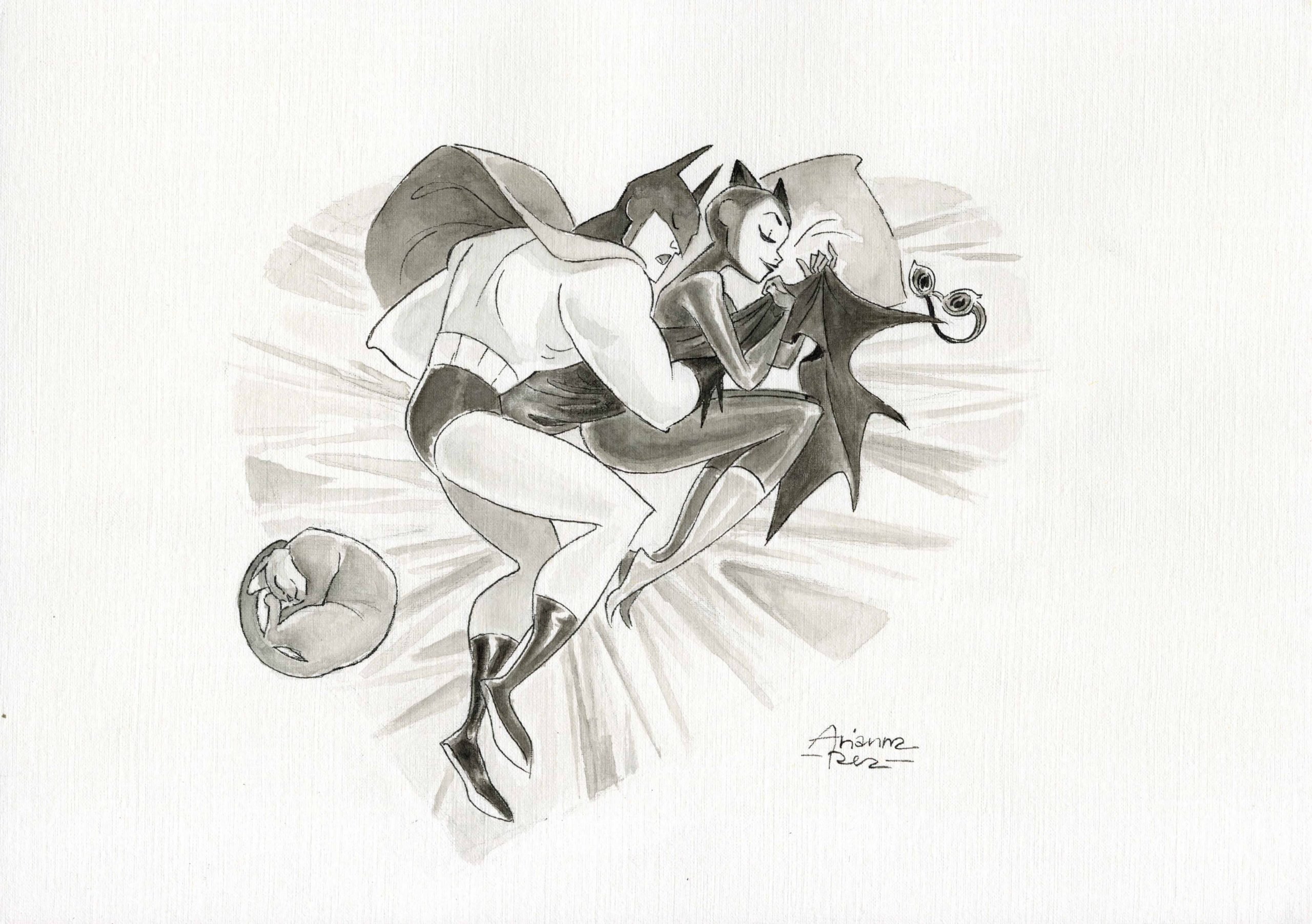 batman and catwoman pencil drawings