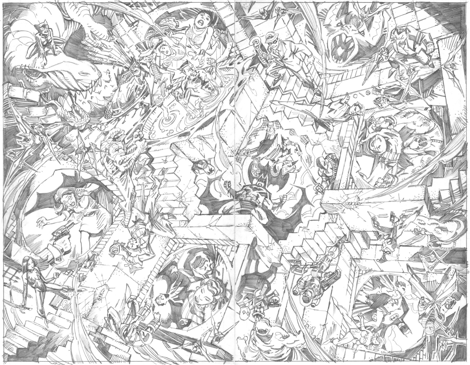 Batman Rogues Gallery w/ Joker, Harley Quinn, Penguin, Killer Croc, Bane -  Signed 11x17 Art print