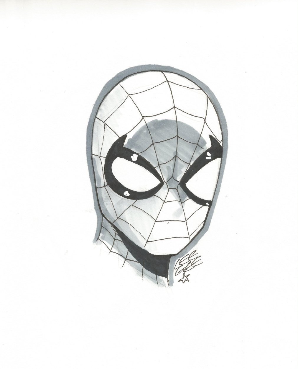 Peter Parker  Spiderman head sketch in ALFREDO QUINTEROs Sold Comic Art  Gallery Room