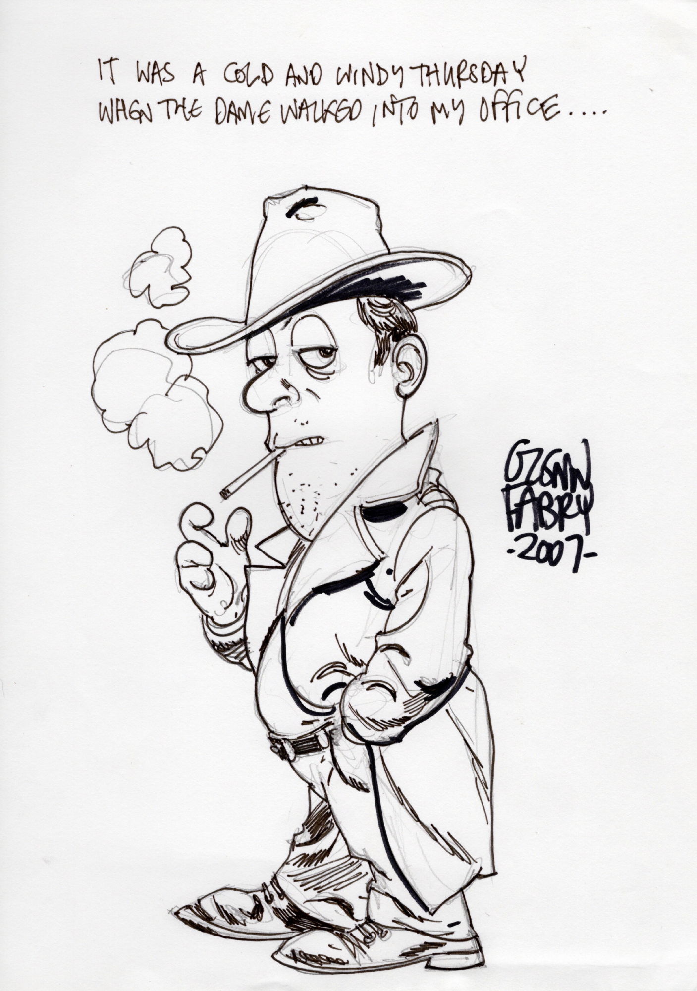 Glenn Fabry Detective, in Bill Morrison's Sketches Comic Art Gallery Room