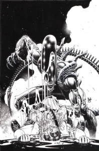 Alien: Black, White & Blood #3 variant cover by Paulo Siqueira, Comic Art