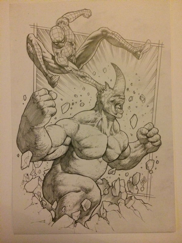 Spiderman vs Rhino, in josh price's Commission Comic Art Gallery Room