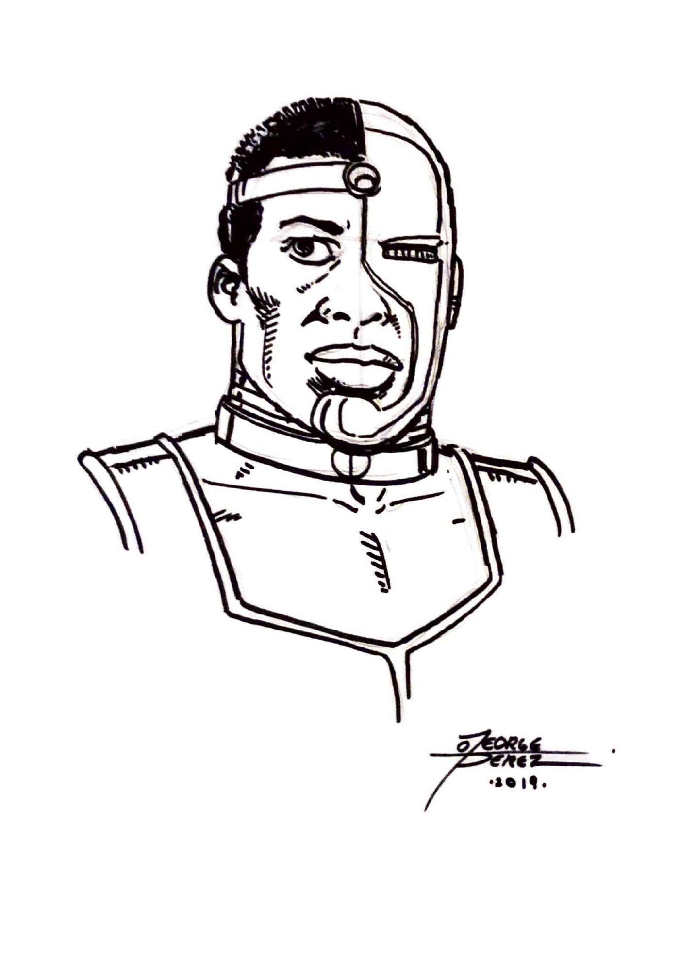 Cyborg commission , in Scott Spilky's George Perez Comic Art Gallery Room