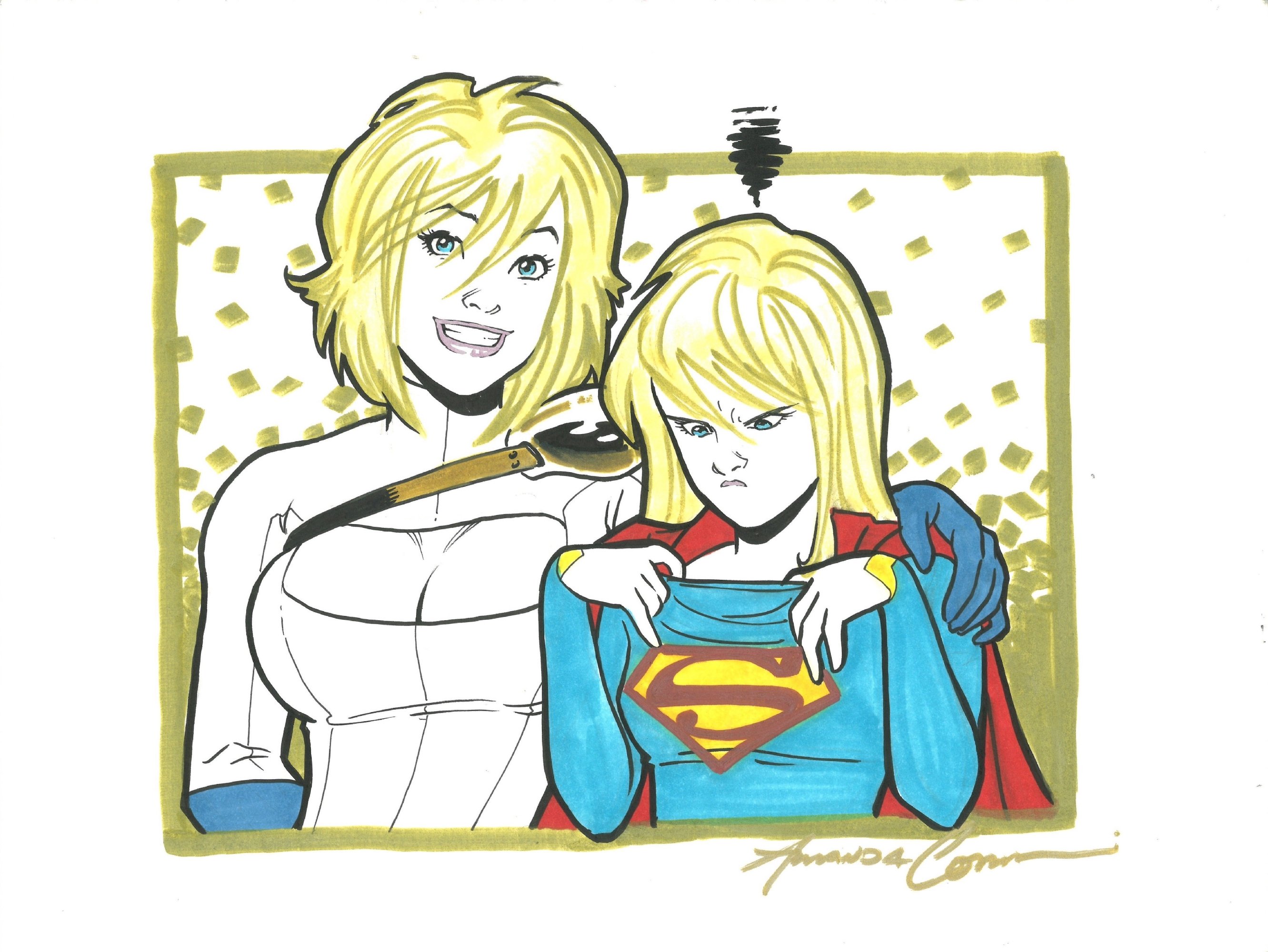 Supergirl And Power Girl By Amanda Conner In Matthew Ps Other Sketches Comic Art Gallery Room