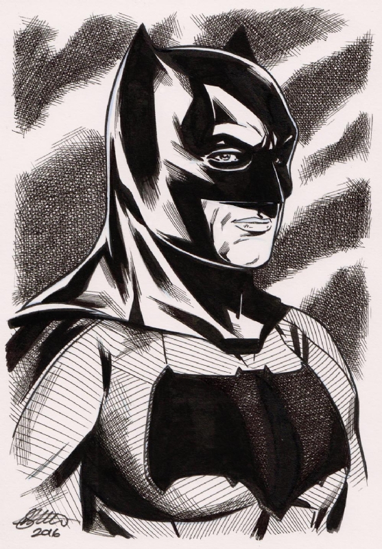 BATMAN BEN AFFLECK BATMAN V SUPERMAN A5 COMMISSION DAVID GOLDING 2016., in  David Golding's DAVID GOLDING A4, A5, AND A6 COMMISSIONS. Comic Art Gallery  Room