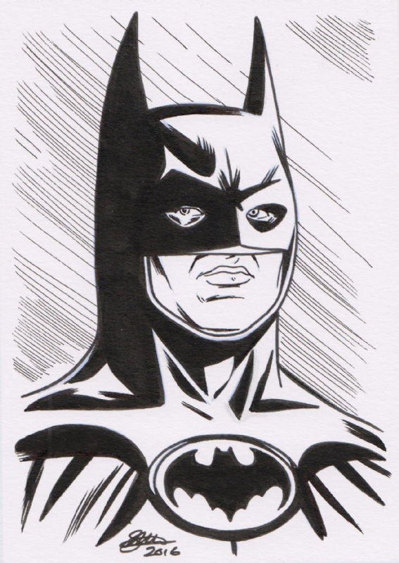 BATMAN 89 KEATON A6 ART DAVID GOLDING 2016, in David Golding's DAVID  GOLDING A4, A5, AND A6 COMMISSIONS. Comic Art Gallery Room