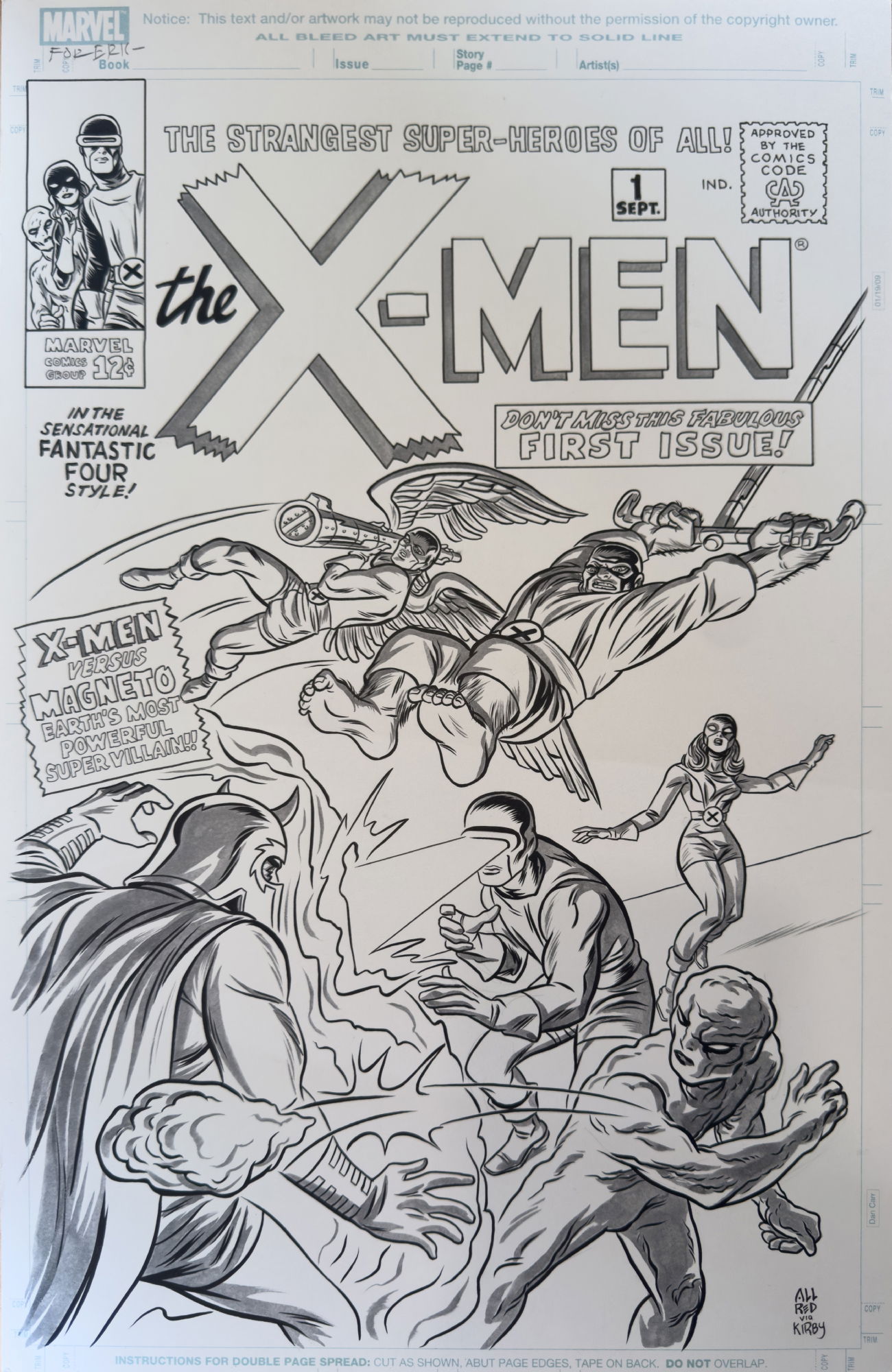 X-Men #1 Cover Recreation by Mike Allred, in E S's Permanent Collection