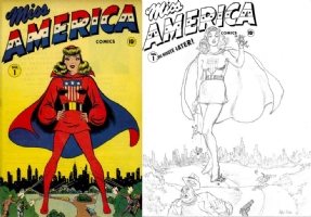 Miss America #1 - Ken Bald (Golden Age Timely Artist) ONE MINUTE LATER Comic Art