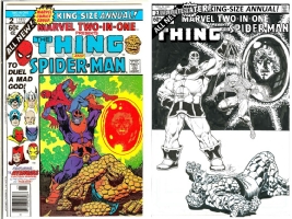 Marvel Two-In-One Annual #2 - Jim Starlin & Joe Rubinstein - One Minute Later - Thanos, Warlock, etc. Comic Art