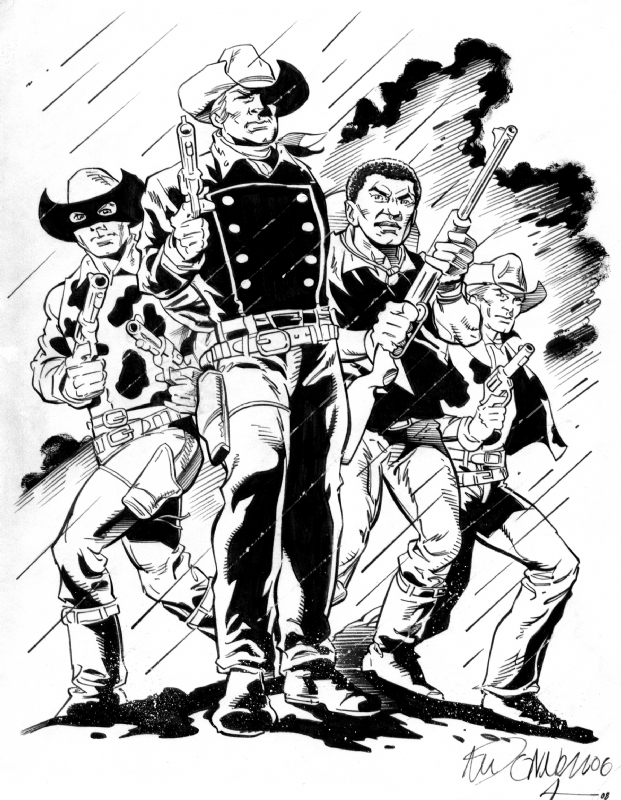 Gunslingers (inked), in Damon Owens's The West Wing Comic Art Gallery Room